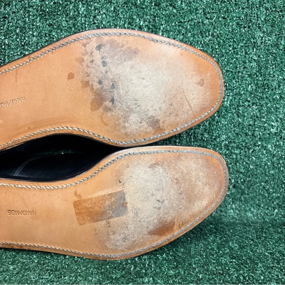 Vintage Mayer Hong Kong Handmade Bespoke Black‎ Leather Shoes Mens Size 12 EE
